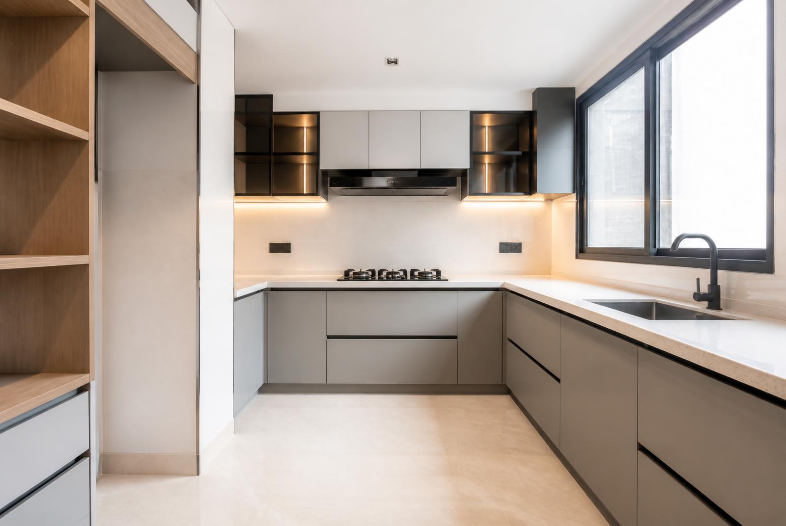 Modern modular kitchen in a premium apartment